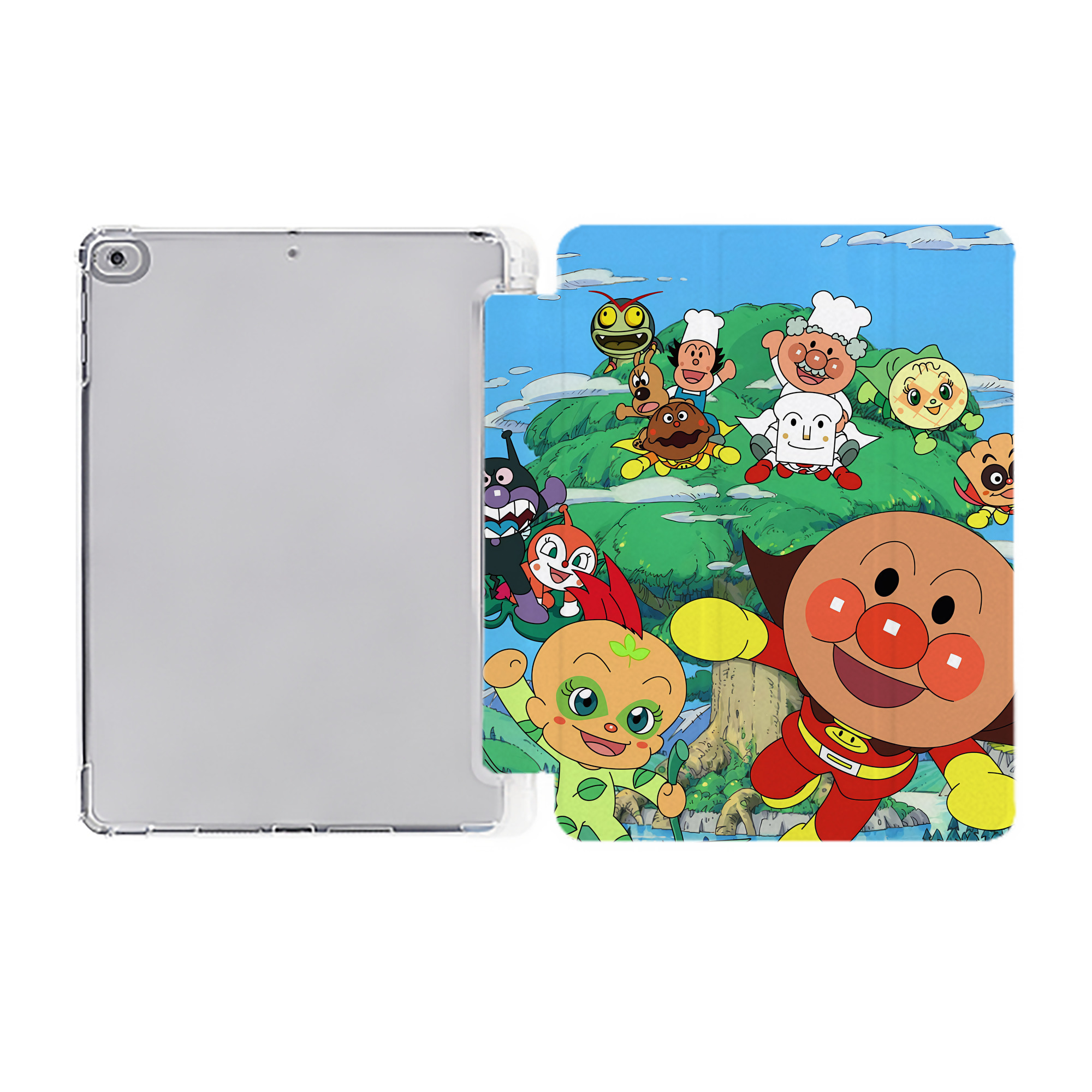 （画像用） アンパンマン Anpanman IPad ケース ペン収納付き 三つ折りスタンド PUレザー×シリコン 対応機種9.5/10.5/10.9インチ